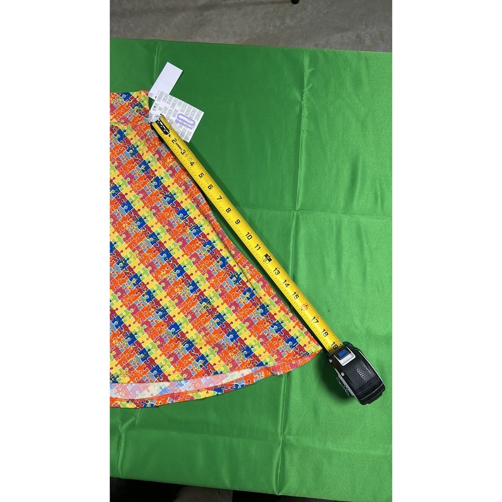 LuLaRoe Kids Azure A-Line Skirt Autism Awareness Puzzle Piece Print NWT Size 10 - Picture 3 of 9